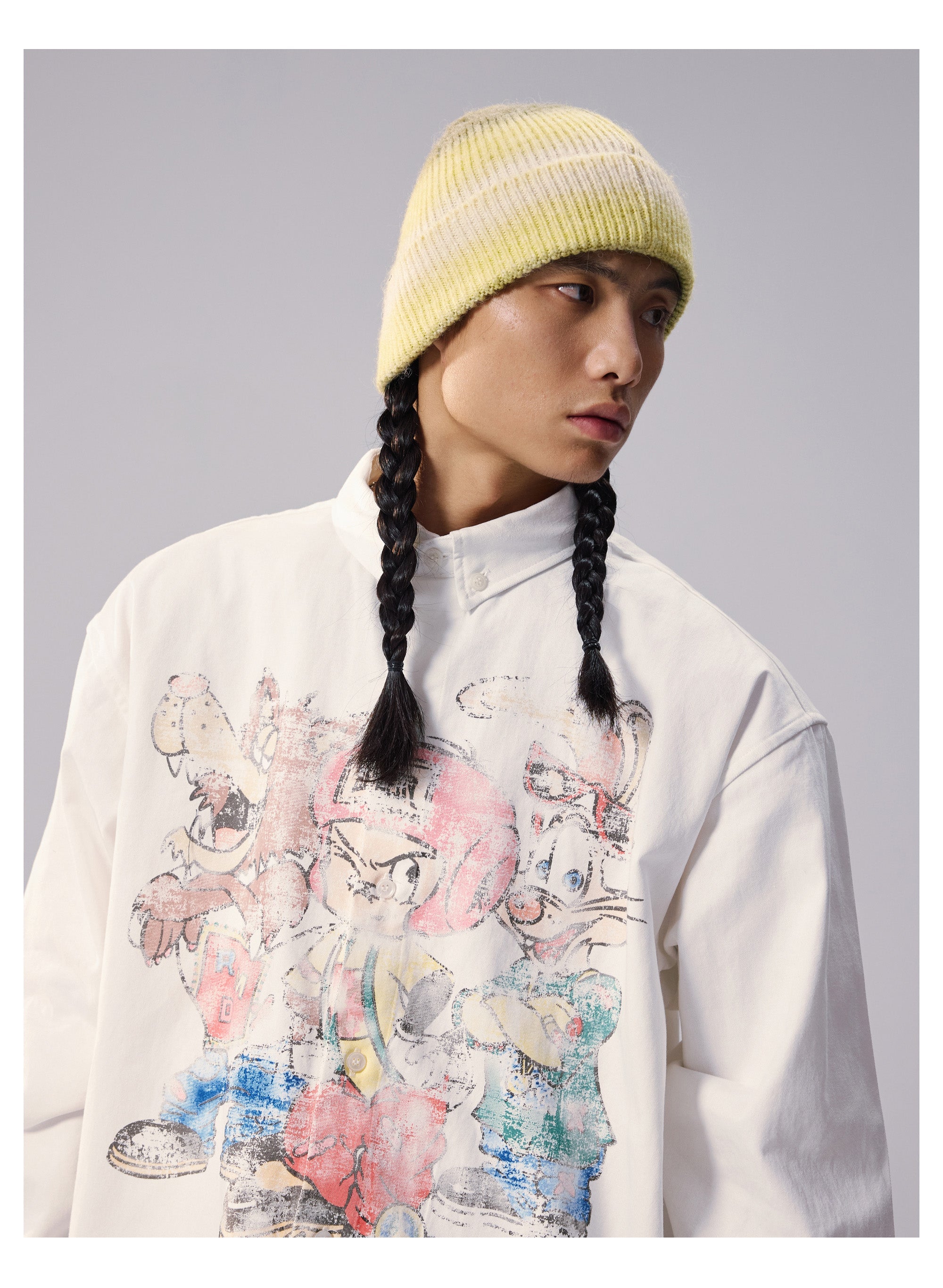 Remedy Cartoon Print Long Sleeve Shirt