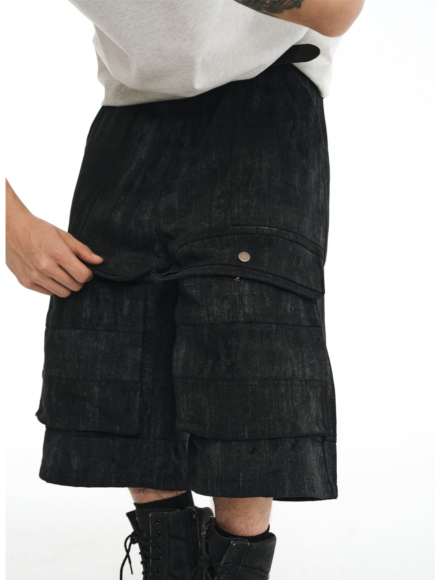 NOVACAM Camouflage & Black Baggy Work Cargo Shorts