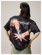 Remedy Finger and Wine Glass Full Print Short Sleeve Cuban Shirt