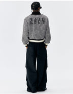 MEDM Pearl Tweed Short Varsity Jacket