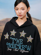 YADcrew Colorful Hot Bead Star Hoodie