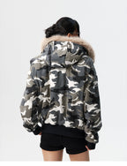 MEDM Detachable Fur Camouflage Hooded Jacket