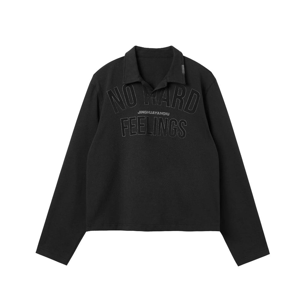 JHYQ Short Box Silhouette Letter Printing Long Sleeved Polo