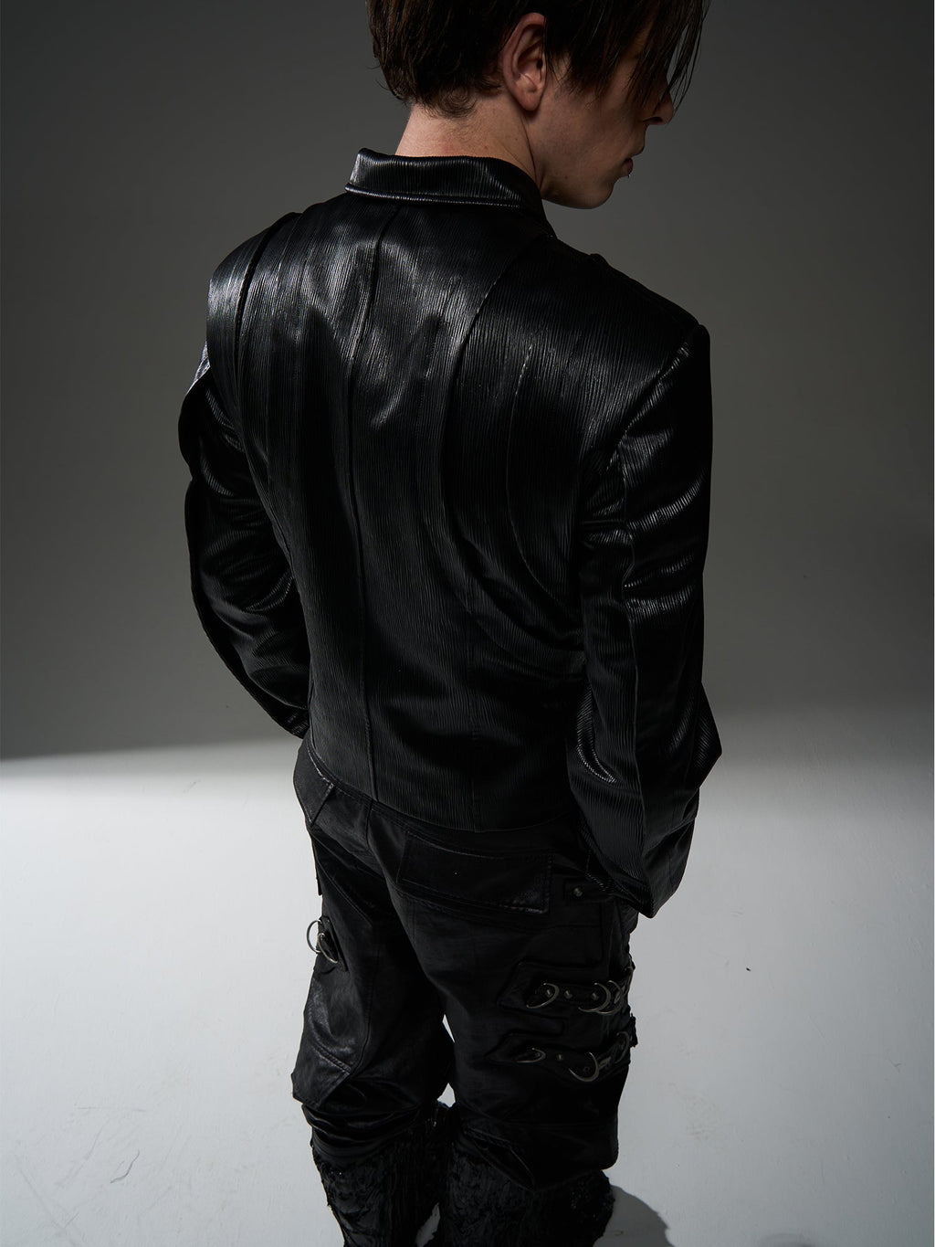 BLIND NO PLAN Short Silhouette Slim Fit Leather Jacket