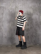 UNDERWATER Jailbird Dirty Dye Cut Distressed Stripe Tee