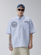 F2CE Printed Striped Short-Sleeve Pullover Shirt