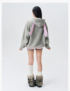 MEDM Bunny Ears Hooded Zip-Up Hoodie