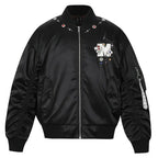 MEDM Gemstone Studded Leather Patch MA-1 Bomber Jacket