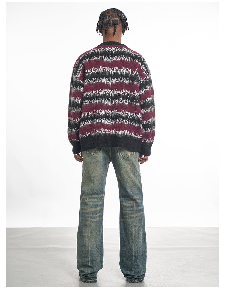 F3F Select Gradient Striped Fuzzy Knit Sweater