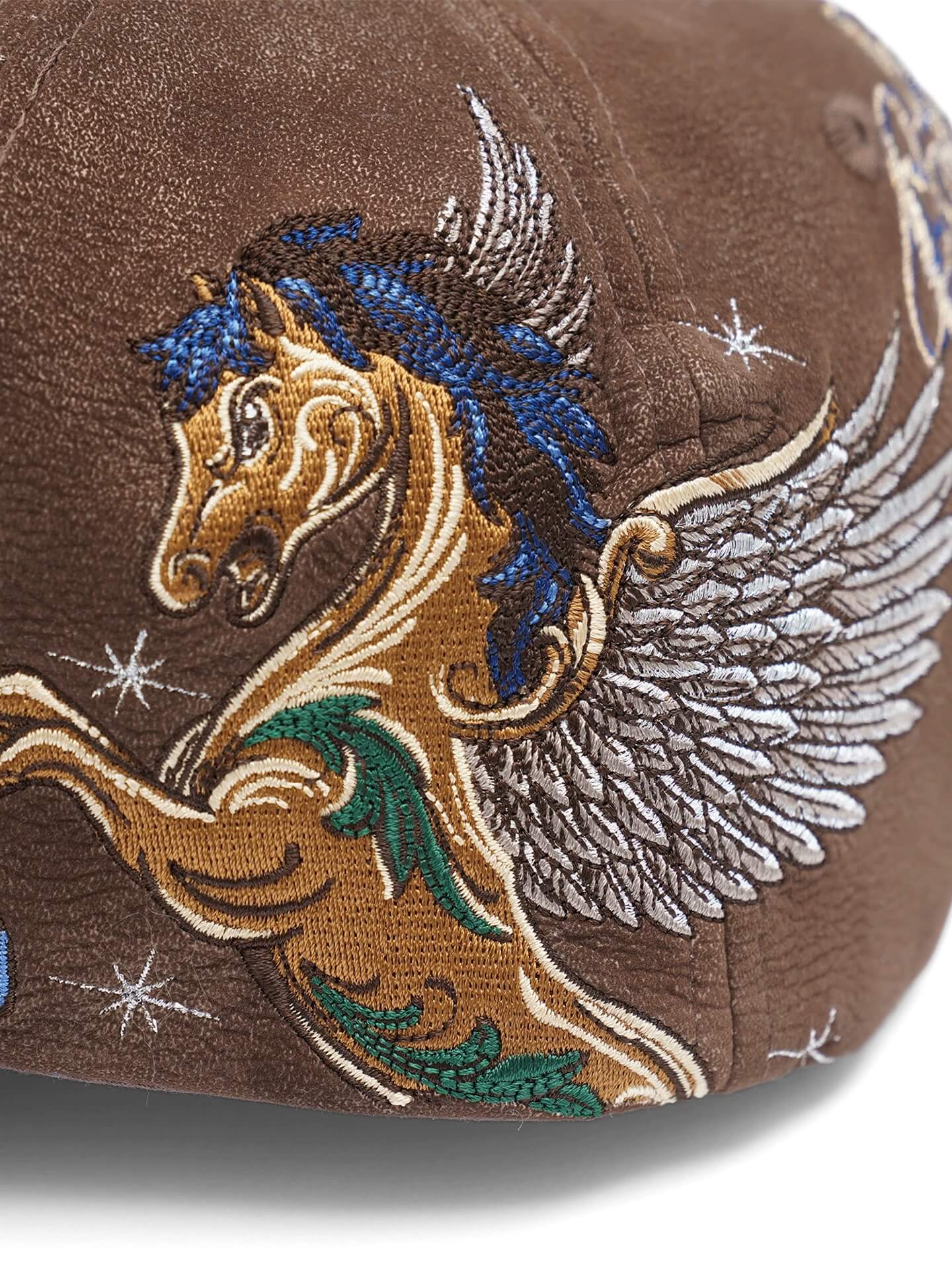 1807 Pegasus 3D Embroidered Flocked PU Leather Dad Hat