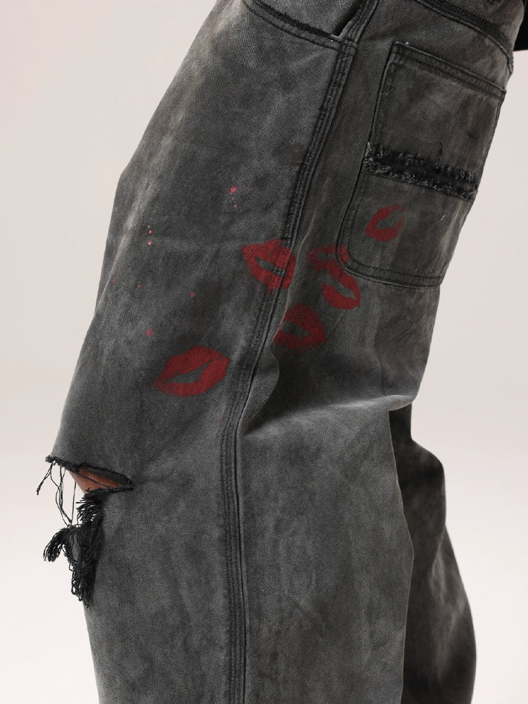 Remedy Kiss Mark Distressed Hole Work Painter Pants