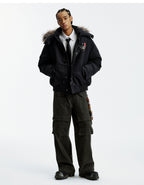 MEDM Detachable Fur Metal Snaps Down Jacket