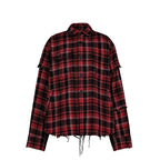 UNDERWATER Scarlet Plaid Deconstructed Destroyed Shirt Jacket