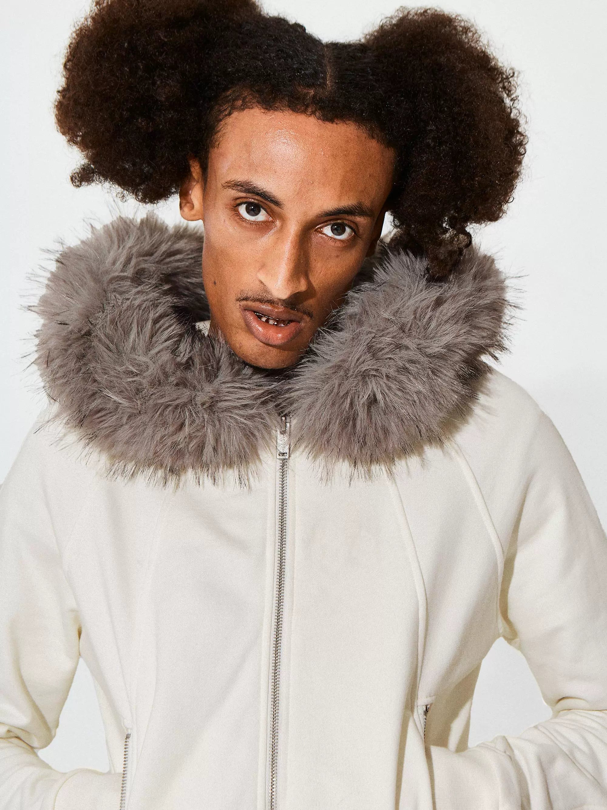 KARMANISTIC Fur Collar Hooded Jacket