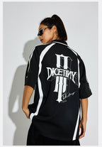 DICETINY Floral Logo Print Soccer Jersey Polo Shirt