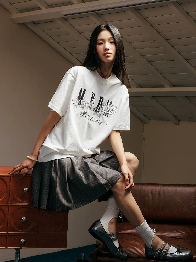 MEDM Beaded Rose Embroidery Logo Tee