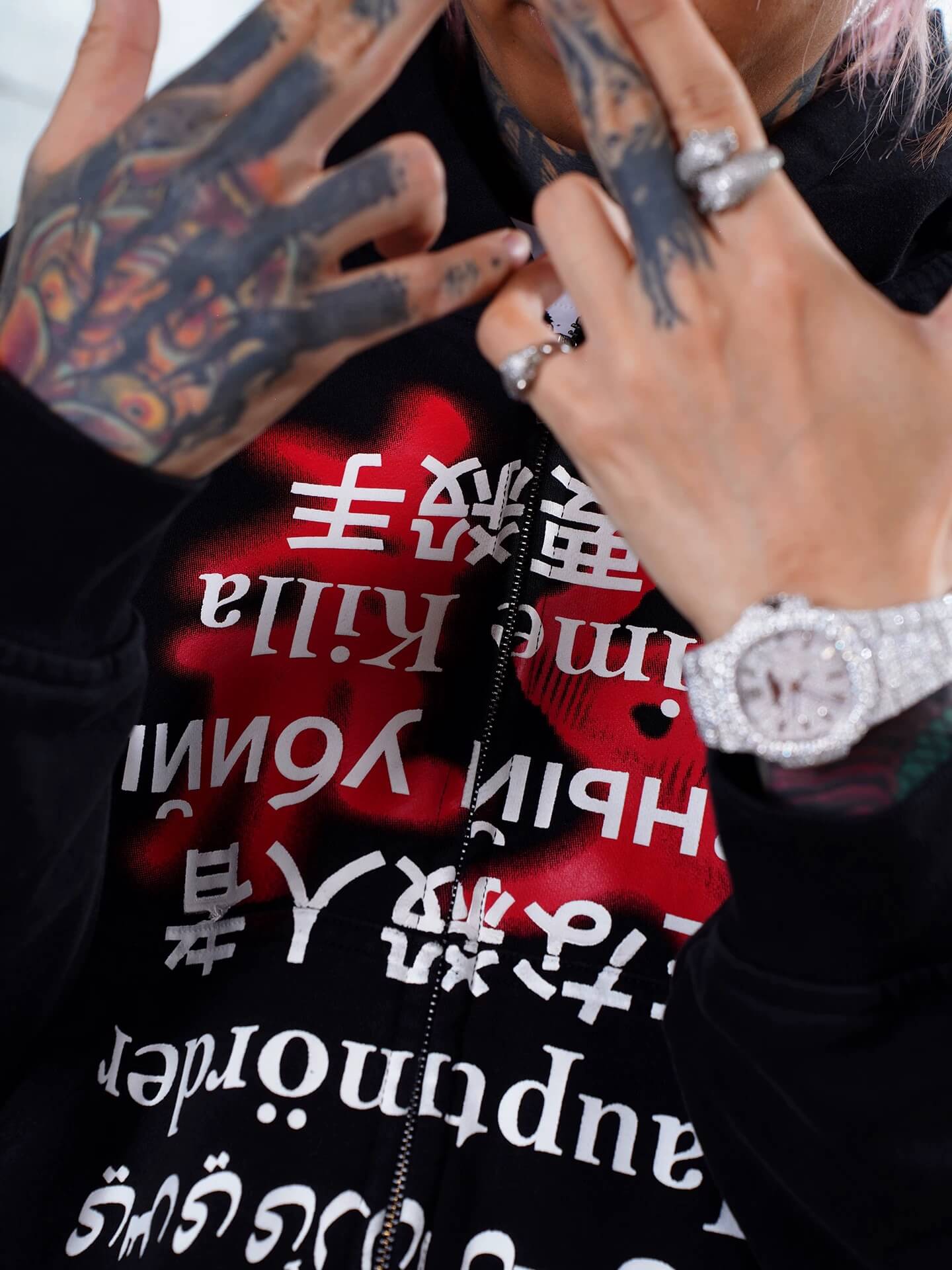 TGFCLUB Prime Killer Graphic Cropped Zip Up Hoodie