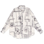 EMPTY REFERENCE Sketch Plaid Floral Print Long Sleeved Shirt