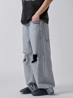 F2CE Inside Out Washed Distressed Ripped Jeans