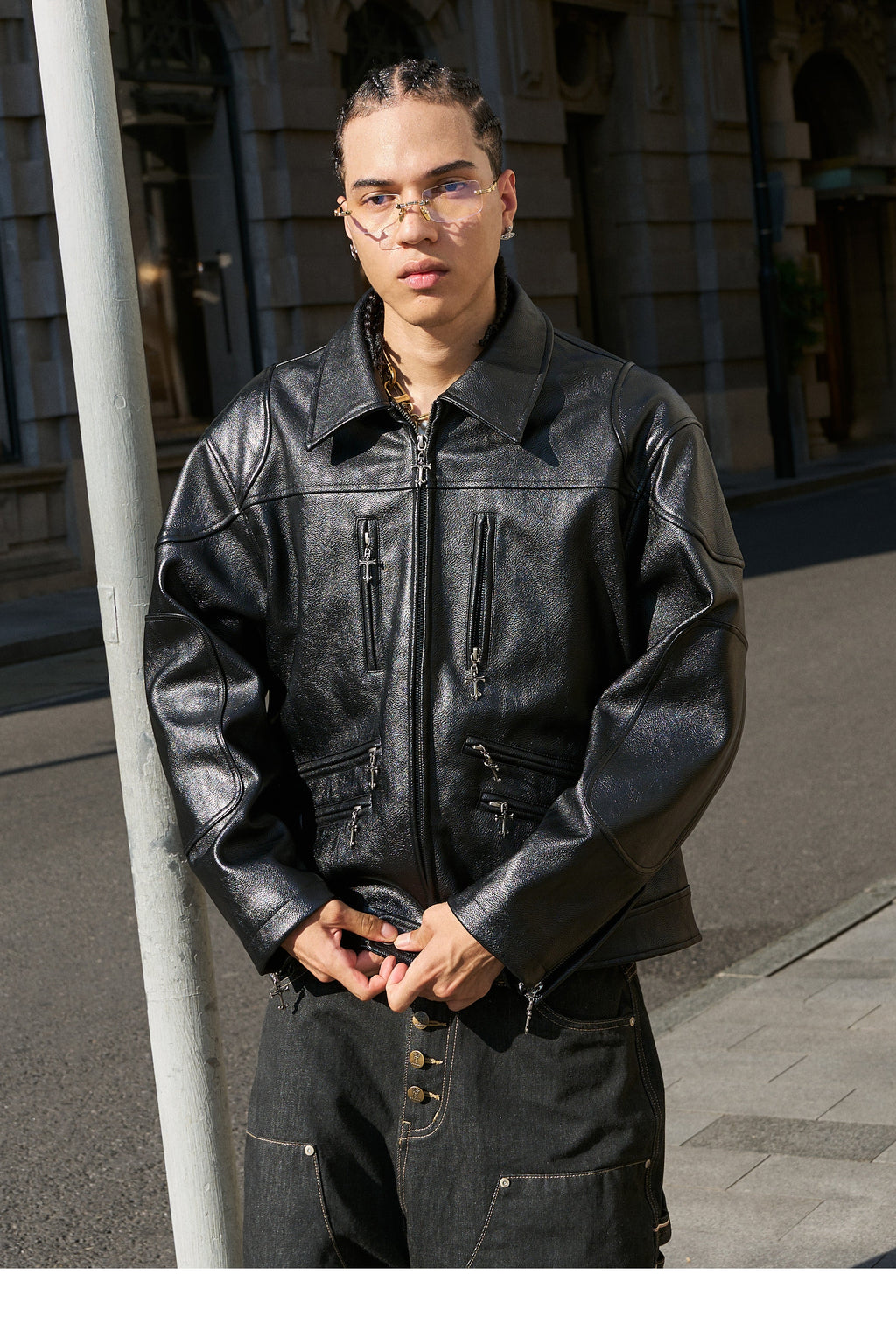 STEEPC Two Tone Leather Racing Jacket
