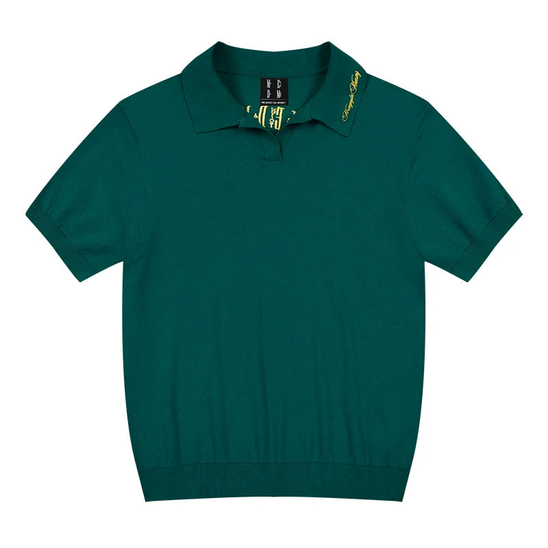 MEDM Handwriting Embroidery Knit Polo