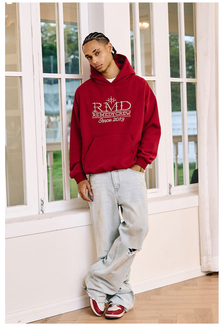 Remedy RMD Pearl Letter Embroidered Hoodie