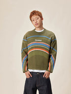 EVILKNIGHT(EK) Rainbow Circle Pattern Knit Sweater