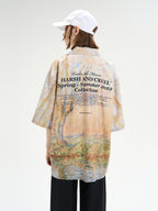 Harsh and Cruel Vintage Forest Lake Oil Painting Cuban Shirt