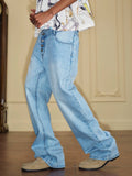 YADcrew Crossover Waist Washed Jeans