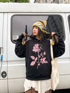 EMPTY REFERENCE Rose Printed Lace Hoodie