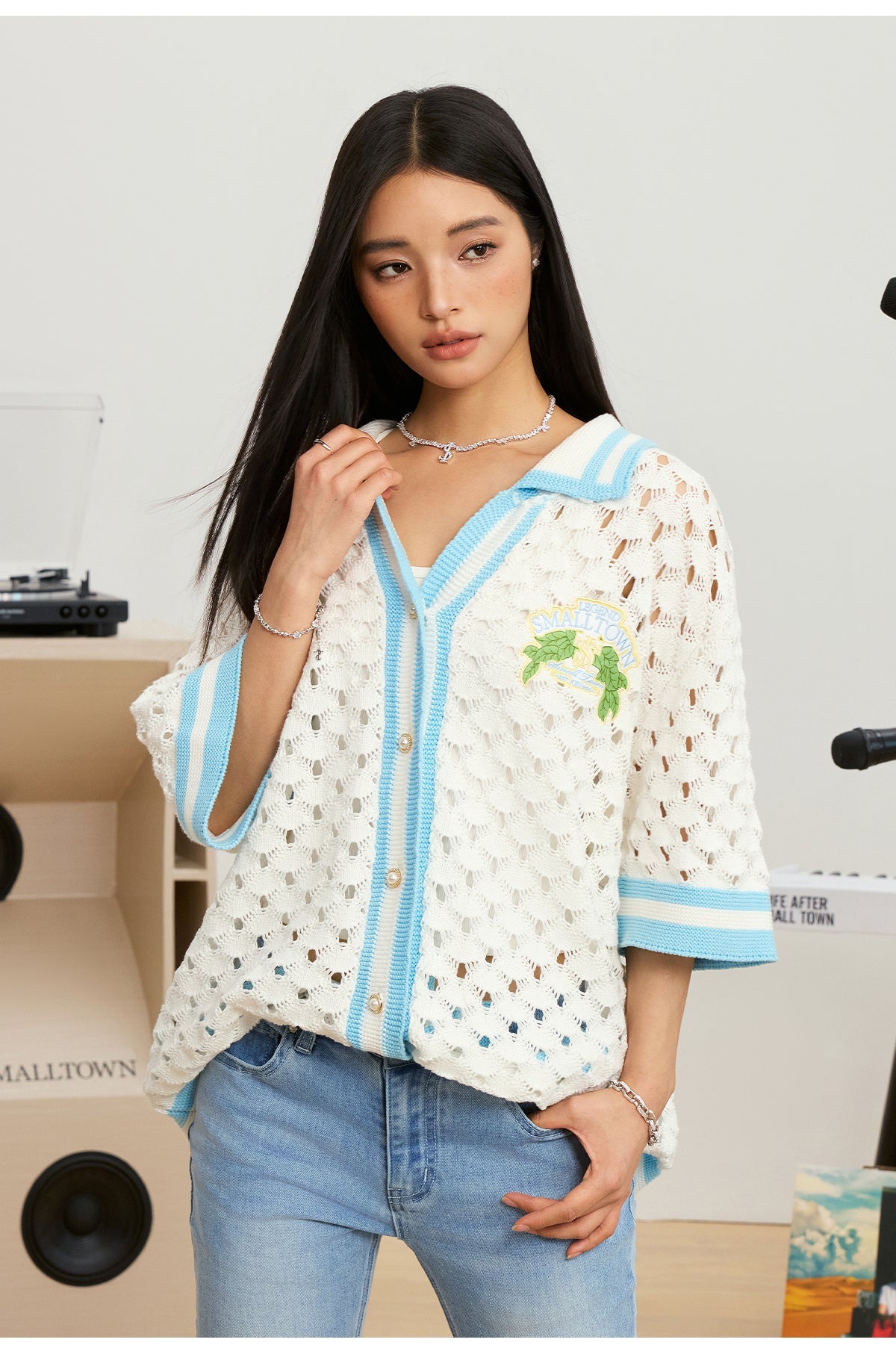 Small Town Kid Crochet-Knit Hawaiian Shirt Set