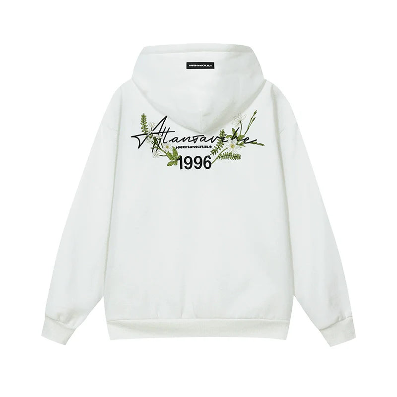 Harsh and Cruel Floral Wreath Embroidered Botanical Hoodie