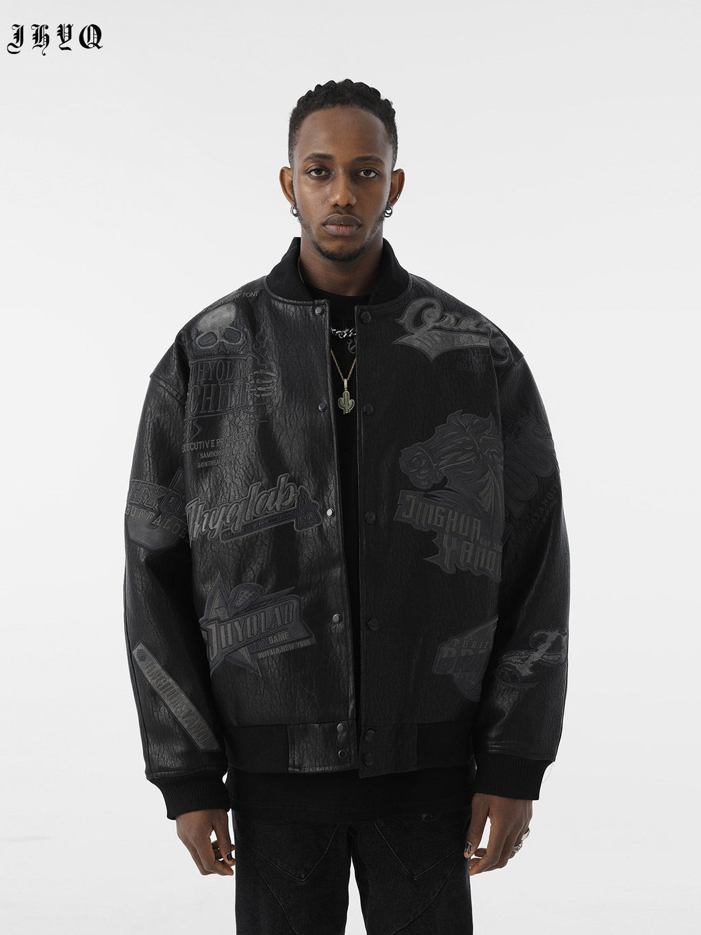 JHYQ Embroidered  PU Leather Baseball Jacket