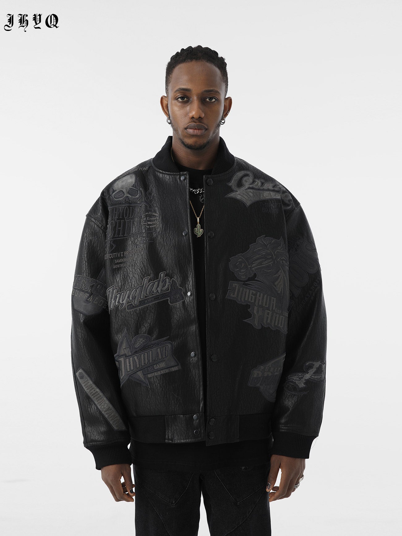 JHYQ Embroidered  PU Leather Baseball Jacket