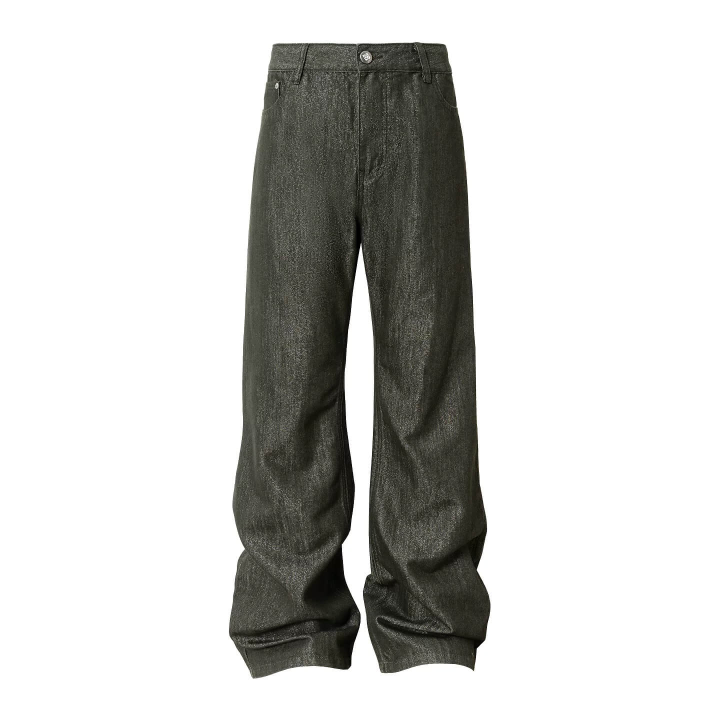 YADcrew Olive Green Metallic Thread Jeans