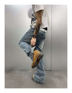 KARMANISTIC Cutoff Washed Flared Jeans