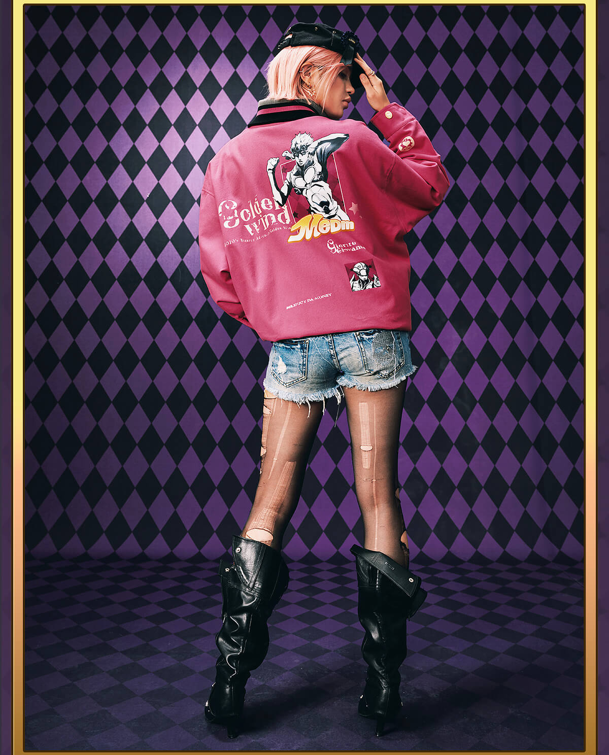 MEDM × JOJO Diamond Plaid Quilted Work Jacket