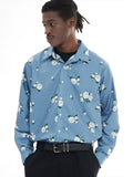 EMPTY REFERENCE Rose Print Blue Long Sleeve Shirt