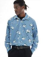 EMPTY REFERENCE Rose Print Blue Long Sleeve Shirt
