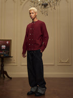 YADcrew Double Breasted Metal Button Cable Knit Cardigan