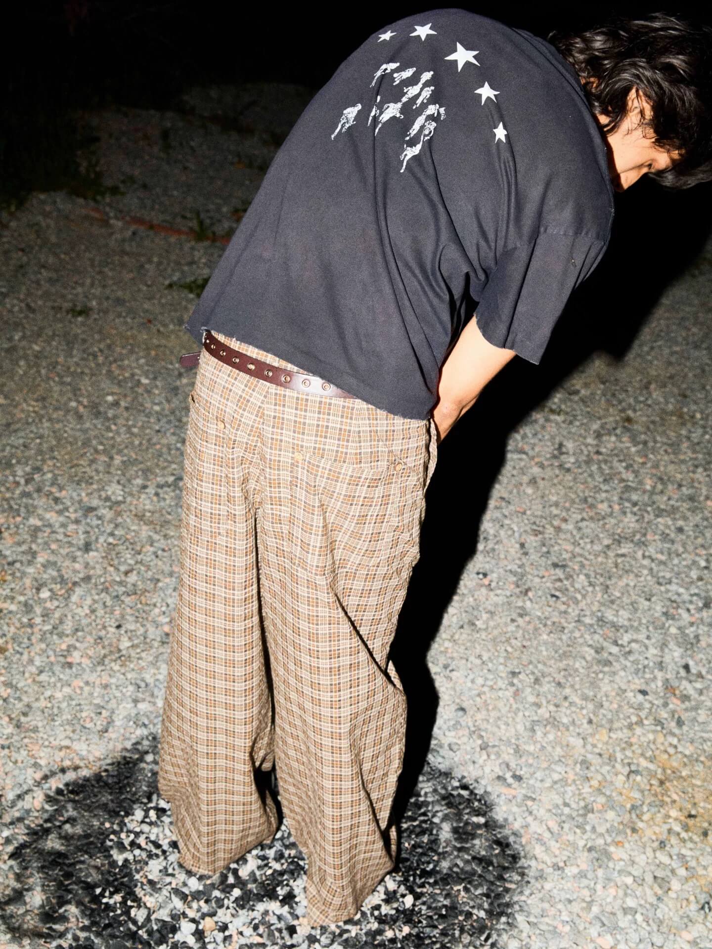 LIBERAFIT Plaid Seersucker Baggy Suit Pants