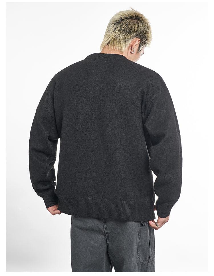 F3F Select Relaxed Fit Henley Neck Knit Sweater