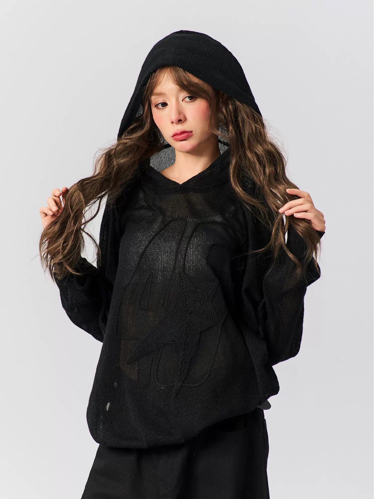 S45 Star Logo Mesh Knit Hoodie