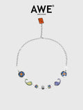 AWE Cross Petal Skull Smiley Face Pearl Necklace