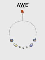AWE Cross Petal Skull Smiley Face Pearl Necklace