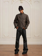 YADcrew Washed PU Leather Racing Jacket