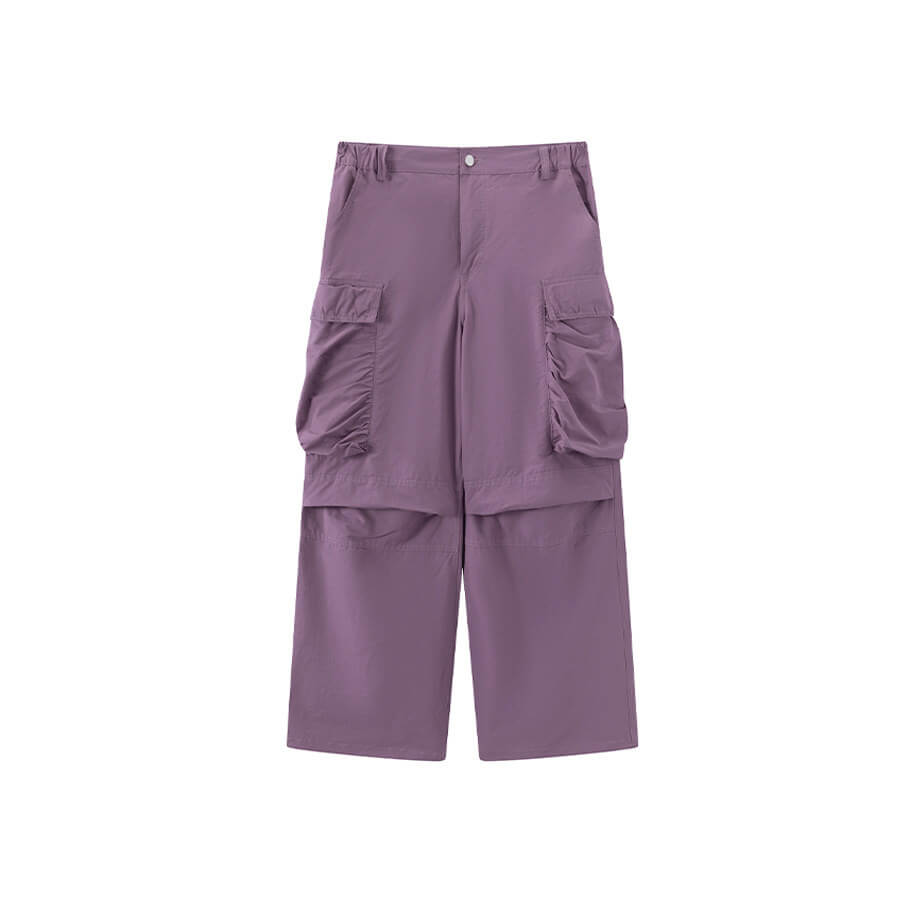 LIBERAFIT Dyed Nylon Pleated Flap Pocket Baggy Cargo Pants