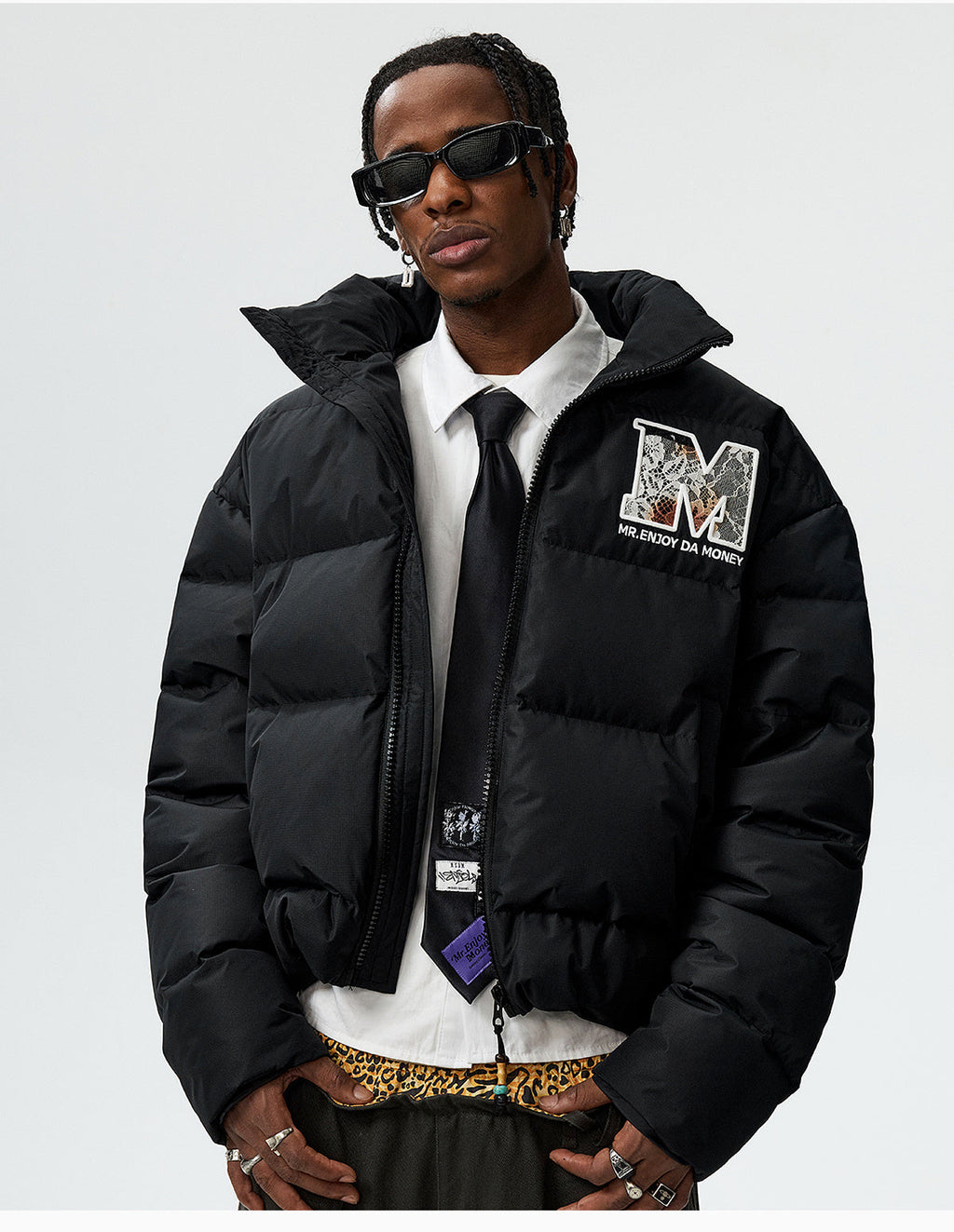 MEDM 3D Embroidered Lace Puffer Jacket