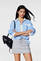 Achock Color Blocking Striped Long Sleeved Shirt