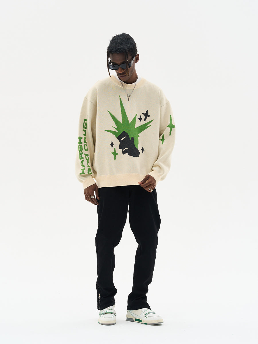 Harsh and Cruel Punk Head Knit Sweater